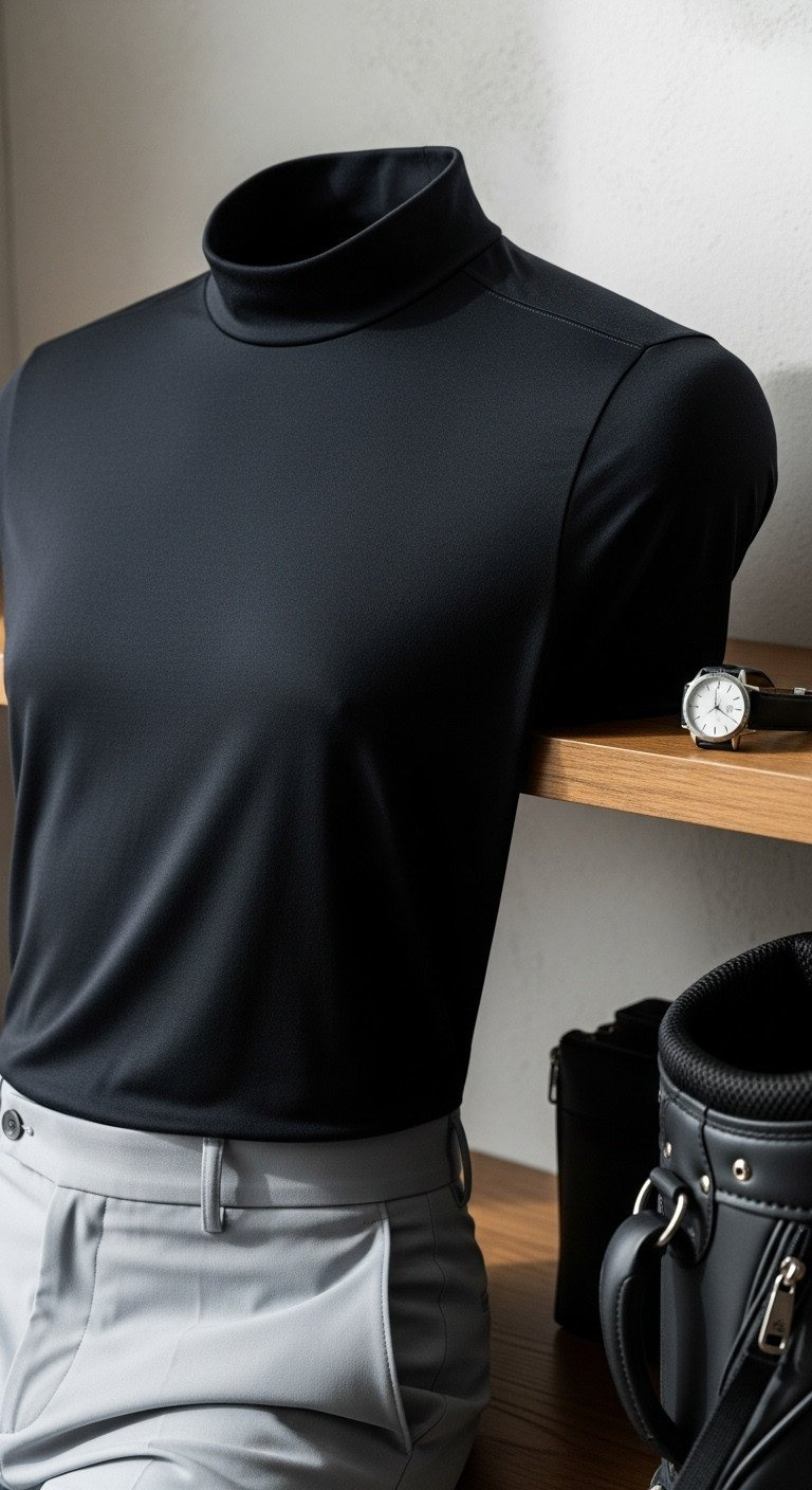 Retro 90S Golf Outfit: Oversized Teal Polo, Pleated Khaki Trousers, Classic Leather Golf Shoes, White Cap.