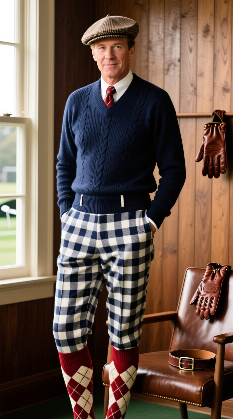 Rickie Fowler Modern Golf Look: Vibrant Orange Polo, Matching Pants, And A White Flat-Brimmed Cap Against A Neutral Wall.