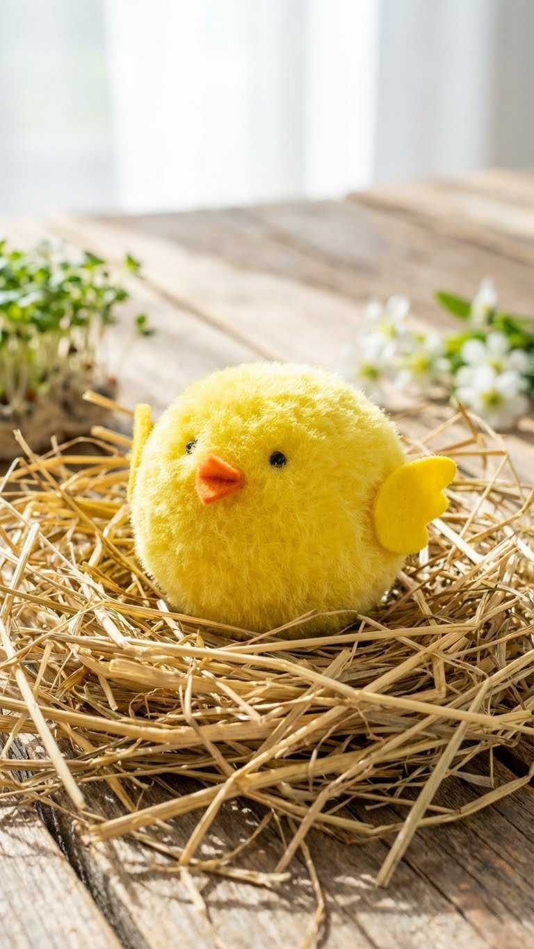 9 Cute Golf Ball Animals: Easy Diy Crafts For Beginners A Hyperrealistic Golf Ball Chick With A Fluffy Yellow Body, Tiny Orange Beak, And Small Felt Wings Sits On A Bed Of Golden Hay.