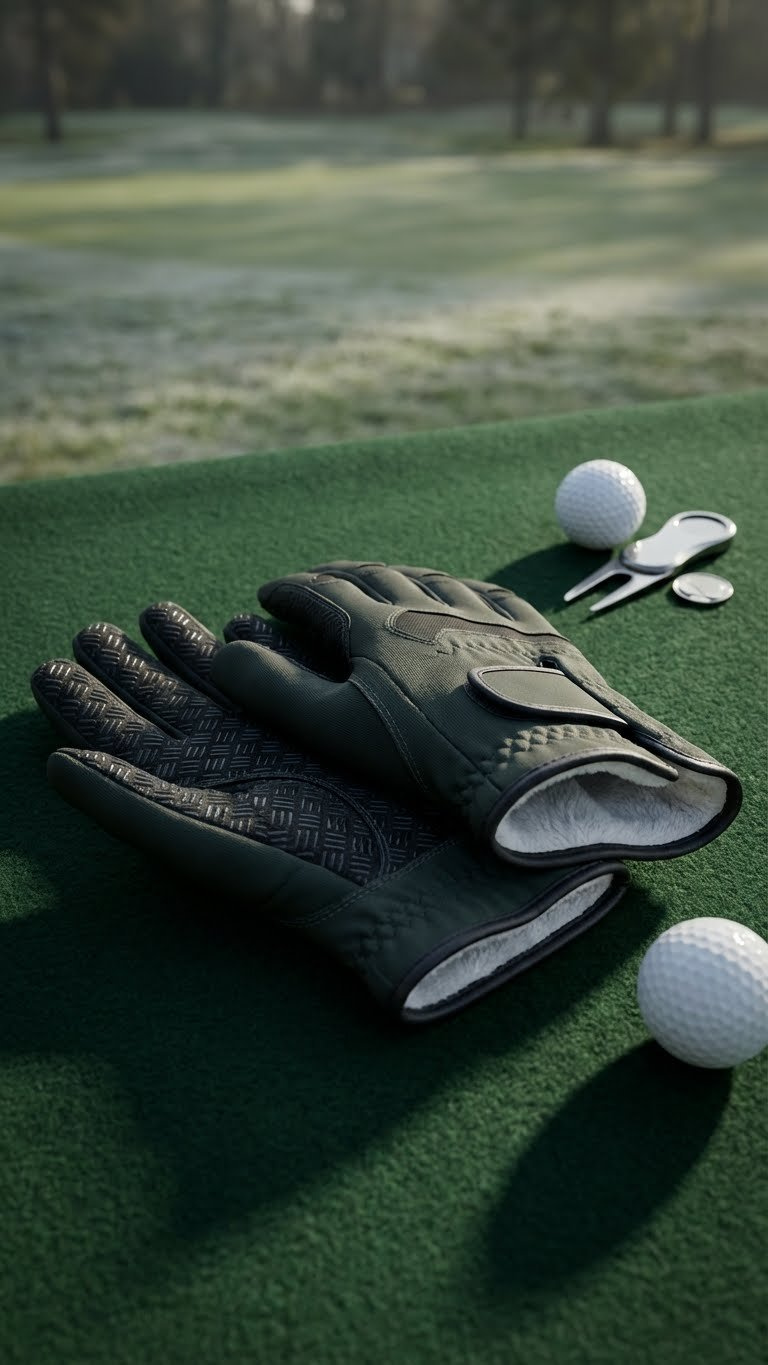Golfing Outfits Men Winter: Proven Guide To Stay Warm &Amp; Play A Pair Of High-Grip Thermal Golf Gloves For Cold Weather, Showing The Fleece Lining And Textured Palm For Enhanced Control.