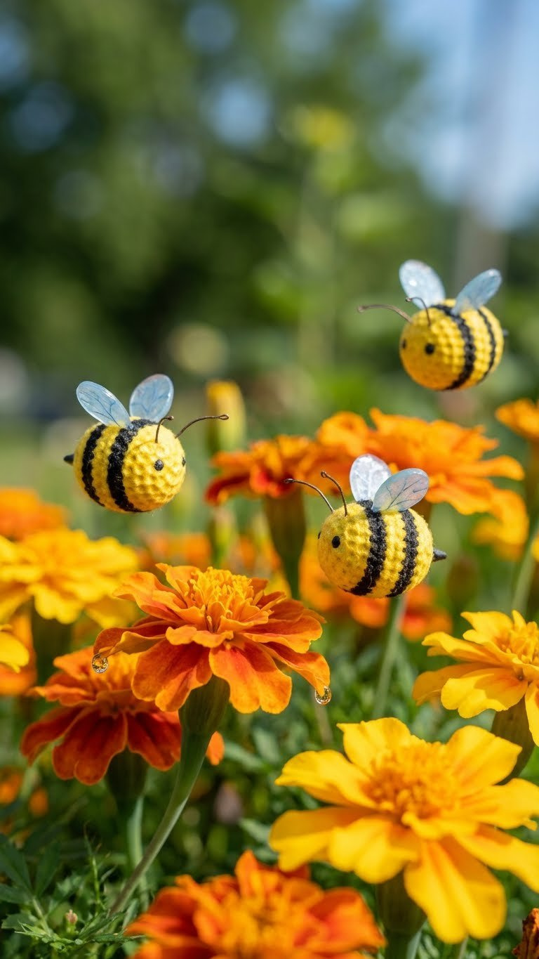 Diy Golf Ball Garden Art: 7 Easy &Amp; Unique Projects For Your Yard Adorable Golf Ball Bees With Yellow And Black Stripes Buzz Around Vibrant Garden Flowers In Bright Daylight.