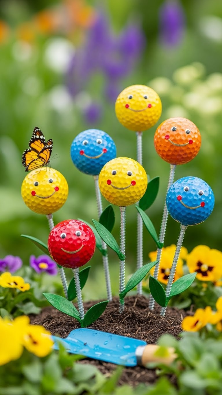 Close-Up Of Vibrant Golf Ball Flowers With Screw Stems Arranged In Lush Garden Bed With Soft Bokeh Background