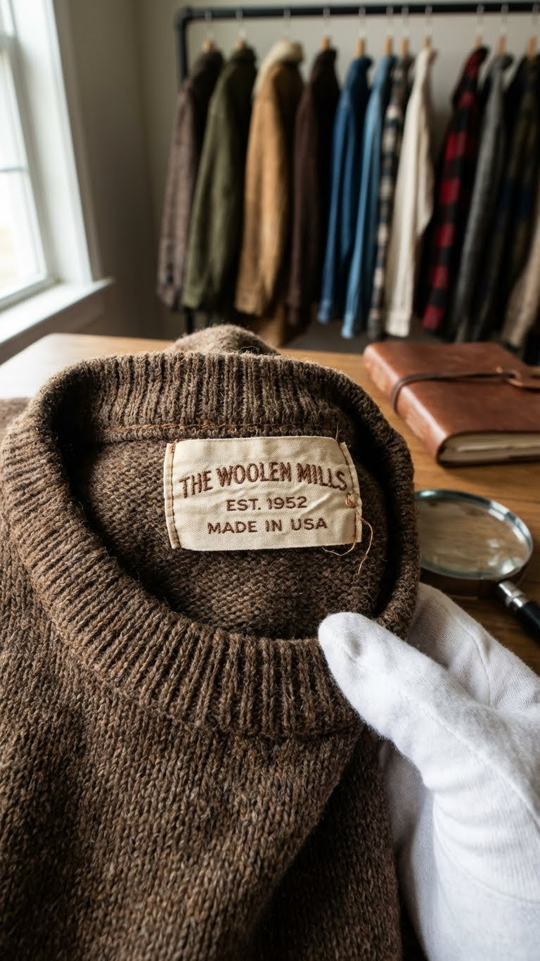 Close-Up Of Vintage Clothing Label, Intricate Stitching, Textile Details On A 1980S Polo, Held By White-Gloved Hands.