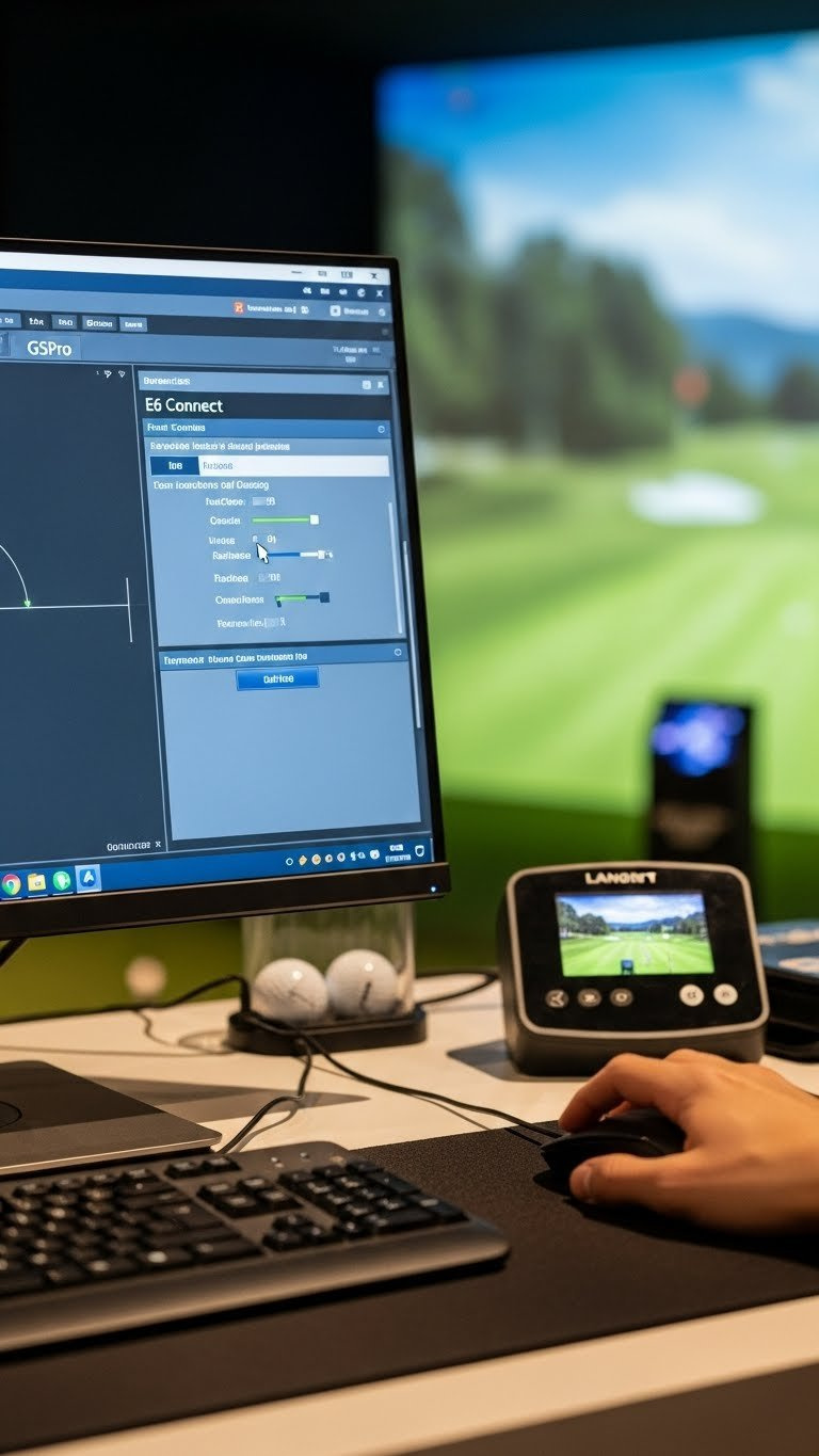 Computer Screen Showing Golf Simulation Software Calibration, With A Mouse Cursor Poised For Precise Technical Setup.