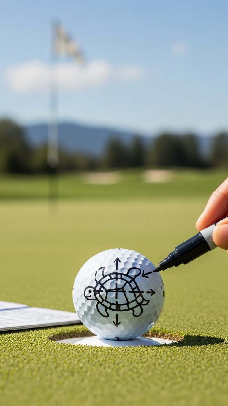 7 Genius Sharpie Turtle Golf Ball Designs: Diy Guide Golf Ball Featuring Stylized Turtle Design With Functional Alignment Markings Drawn With Black Sharpie