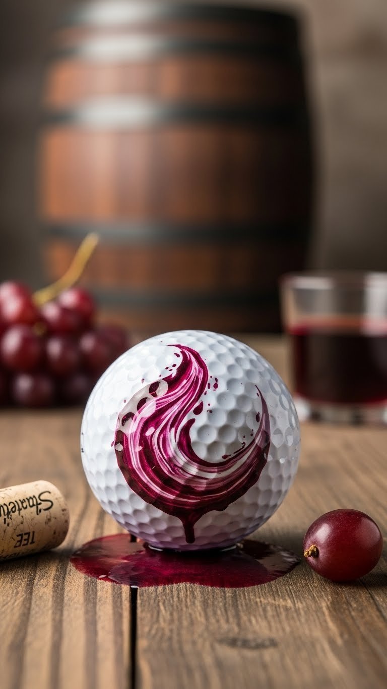 Golf Ball With Hand-Lettered Sharpie 'My Wine, My Rules' Text On Light Wooden Desk With Art Supplies