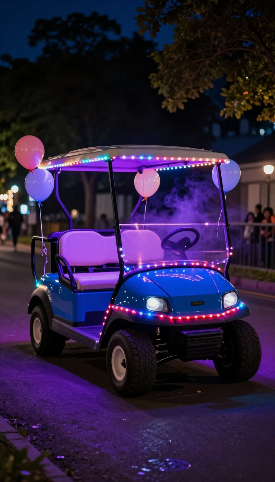 Golf Cart Completely Enveloped In Vibrant Balloons And Cascading Streamers Creating An Explosion Of Festive Birthday Joy.