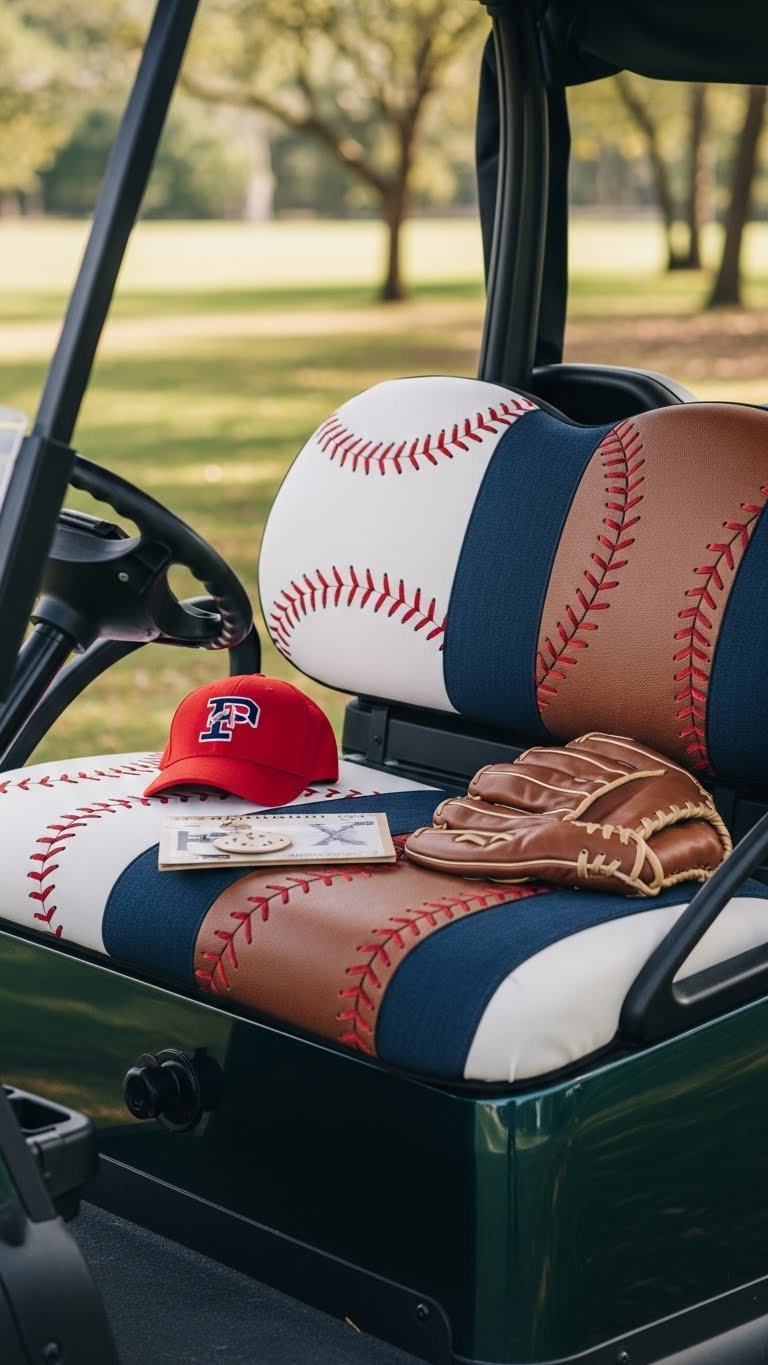 Personalized Baseball Player Numbers And Names Applied As Vinyl Decals On Golf Cart Exterior