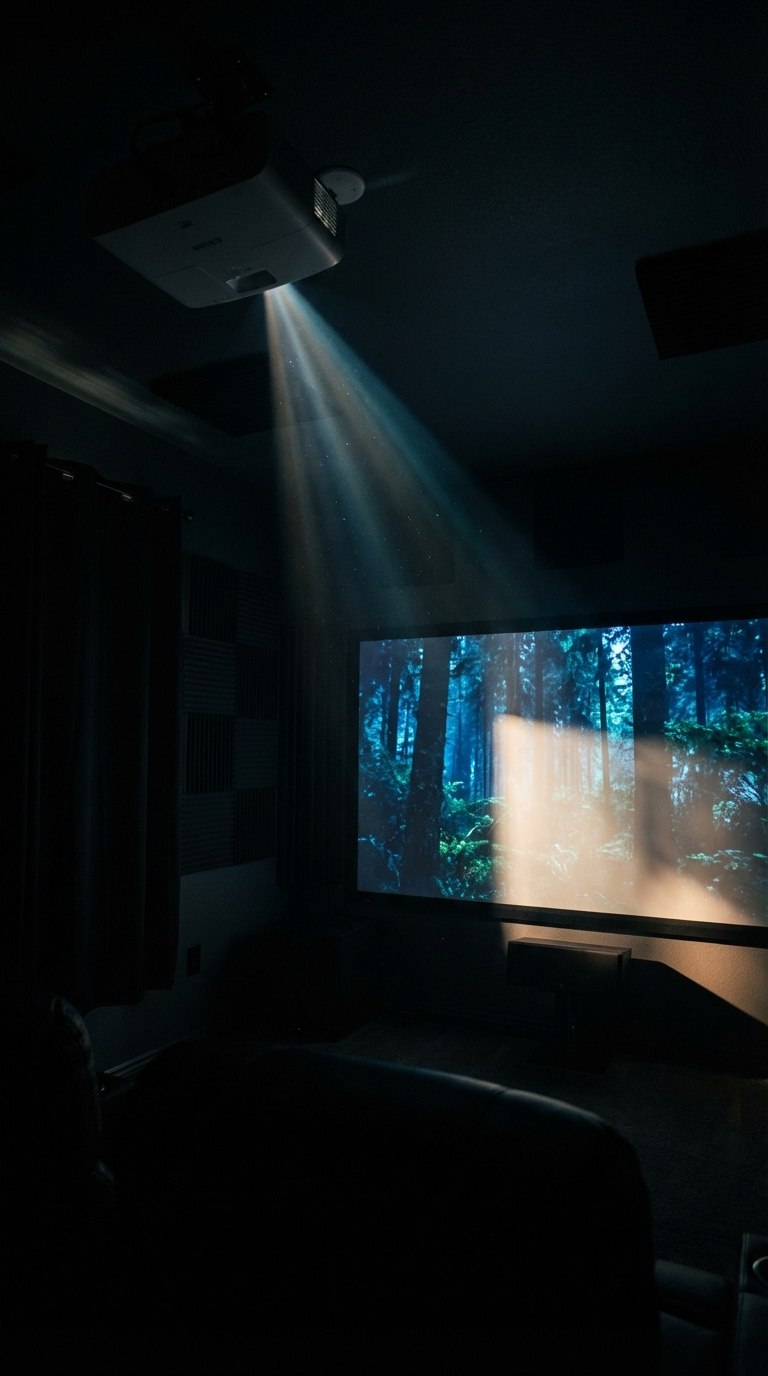 Golf Simulator Room Lighting Complete Guide For Perfect Setup Projector Beam With Stray Spotlight Washing Out Contrast On Golf Simulator Impact Screen