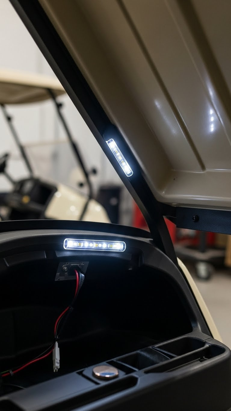 Seamlessly Integrated Led Accent Lights Installed Cleanly On Golf Cart Dashboard Interior