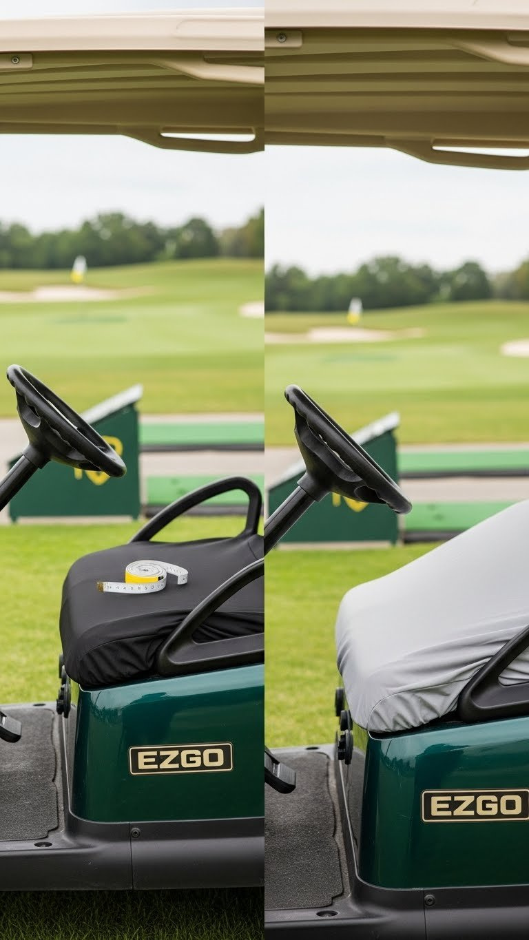 Side-By-Side Comparison Of Custom-Fit Golf Cart Seat Cover Versus Loose Universal Cover On Ezgo Txt Models