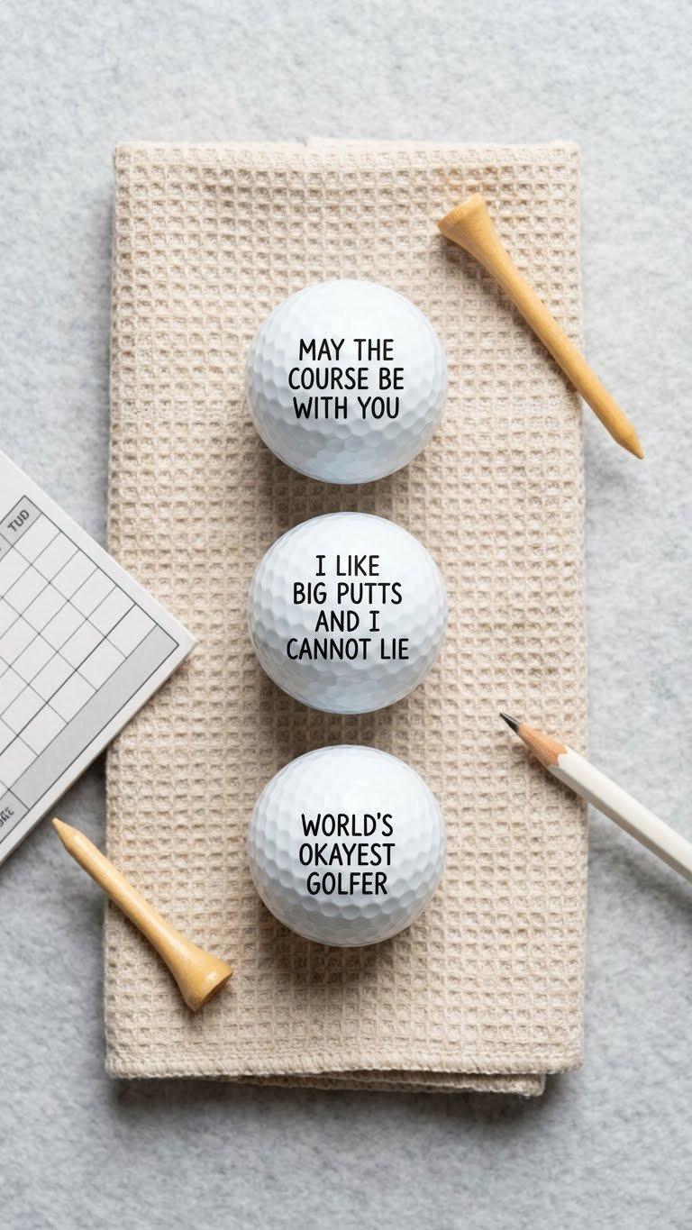 7 Easy Funny Golf Ball Crafts: Quirky Diy Projects Top-Down View Of White Golf Balls Arranged With Wooden Tees And Golf Accessories On Artificial Turf, Avoiding Visible Text Per Design Requirements