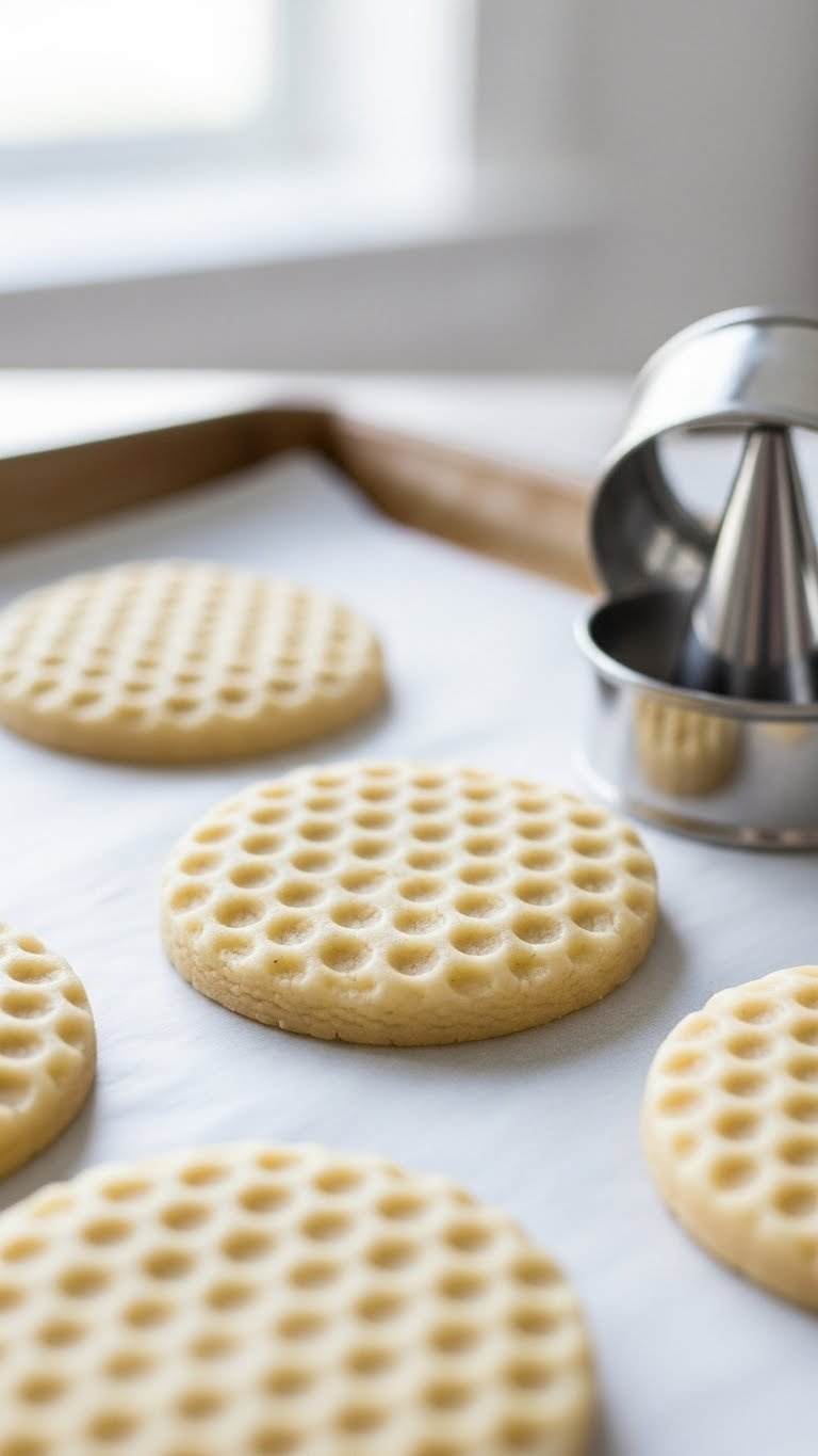 Unbaked Golf Ball Cookies With Dimple Pattern On Baking Sheet Ready For Oven Baking
