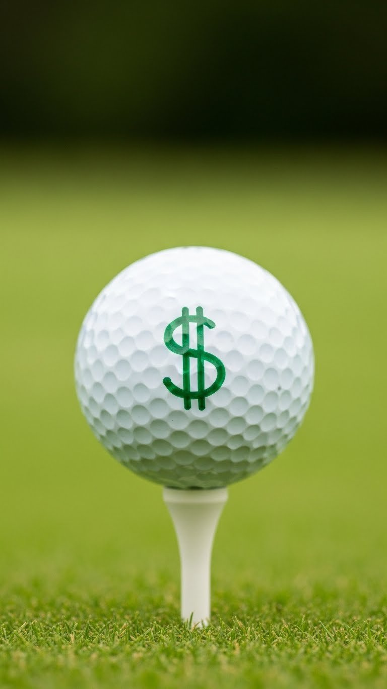 Ultimate Sharpie Money Golf Ball Designs: 7 Easy Ideas White Golf Ball With Green Dollar Sign Centered On Surface, Photographed Professionally On Putting Green With Soft Bokeh Background