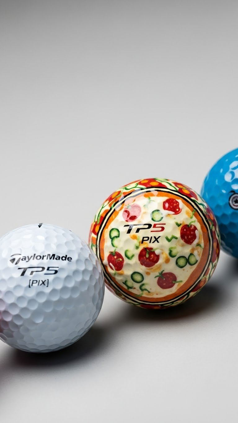 Beautifully Wrapped Gift Box With Taylormade Tp5 Pix Pizza Golf Ball On Festive Blanket With Holiday Decorations In Background