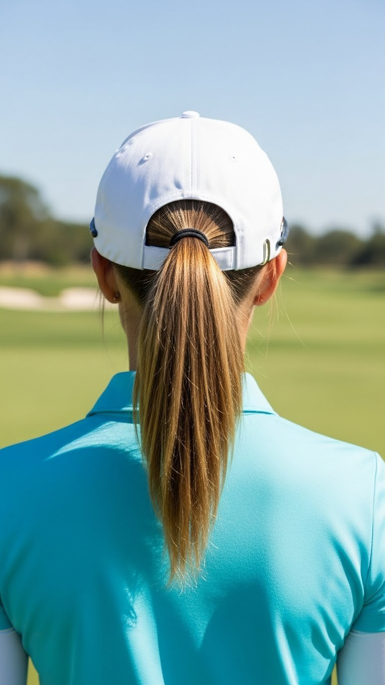 Golf Hairstyles Women: 9 Easy Pro-Approved Looks Ponytail Through Baseball Cap Hairstyle For Female Golfers With Sun-Safe Design