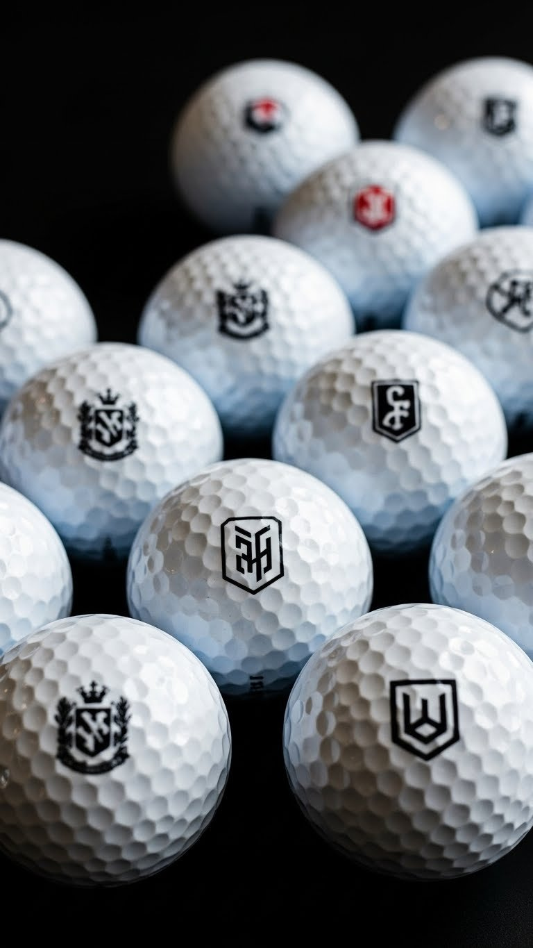 Three Humorous Quote Golf Balls In Vintage Leather Bag With Golden Hour Lighting And Autumn Leaves