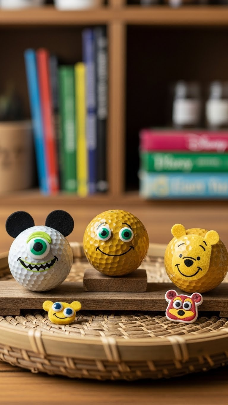 Upcycled Golf Balls Transformed Into Disney Crafts Like Mike Wazowski Eyes And Character Ornaments