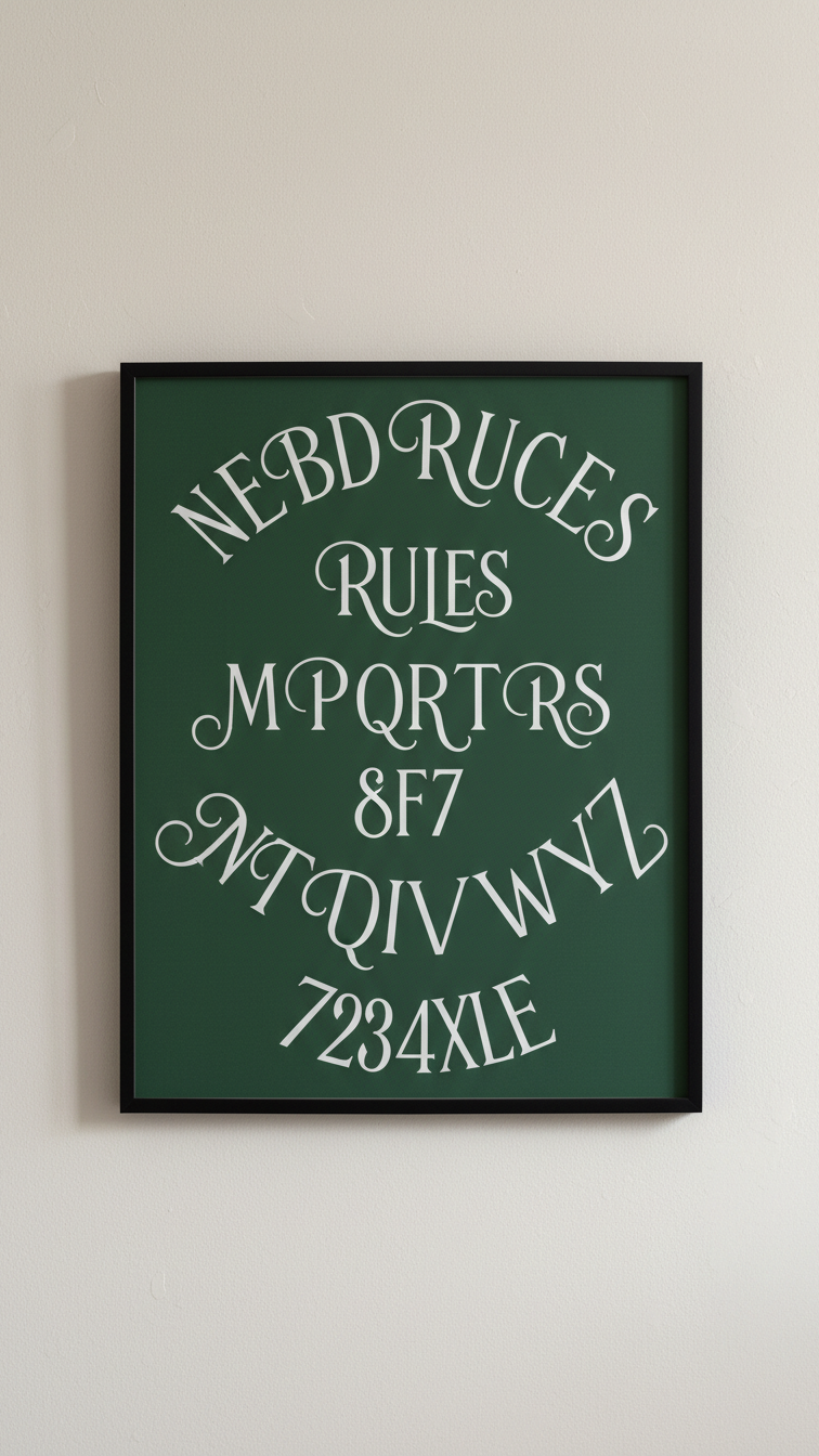 Vintage-Style Framed Golf Party Sign With Dark Green Background And Elegant White Typography On Wall.