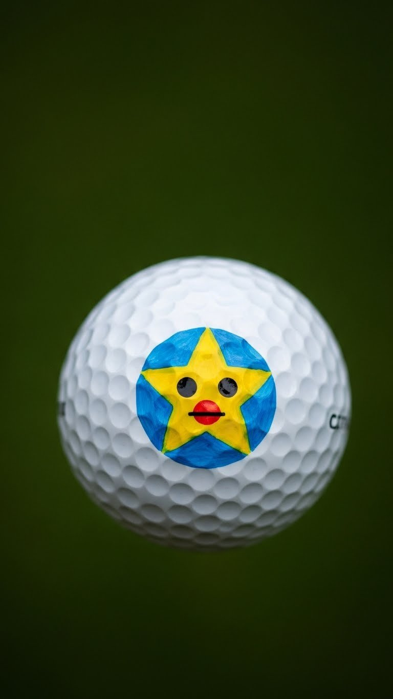 White Golf Ball Meticulously Hand-Painted With Vibrant Custom Design In Professional Macro Photography Setup
